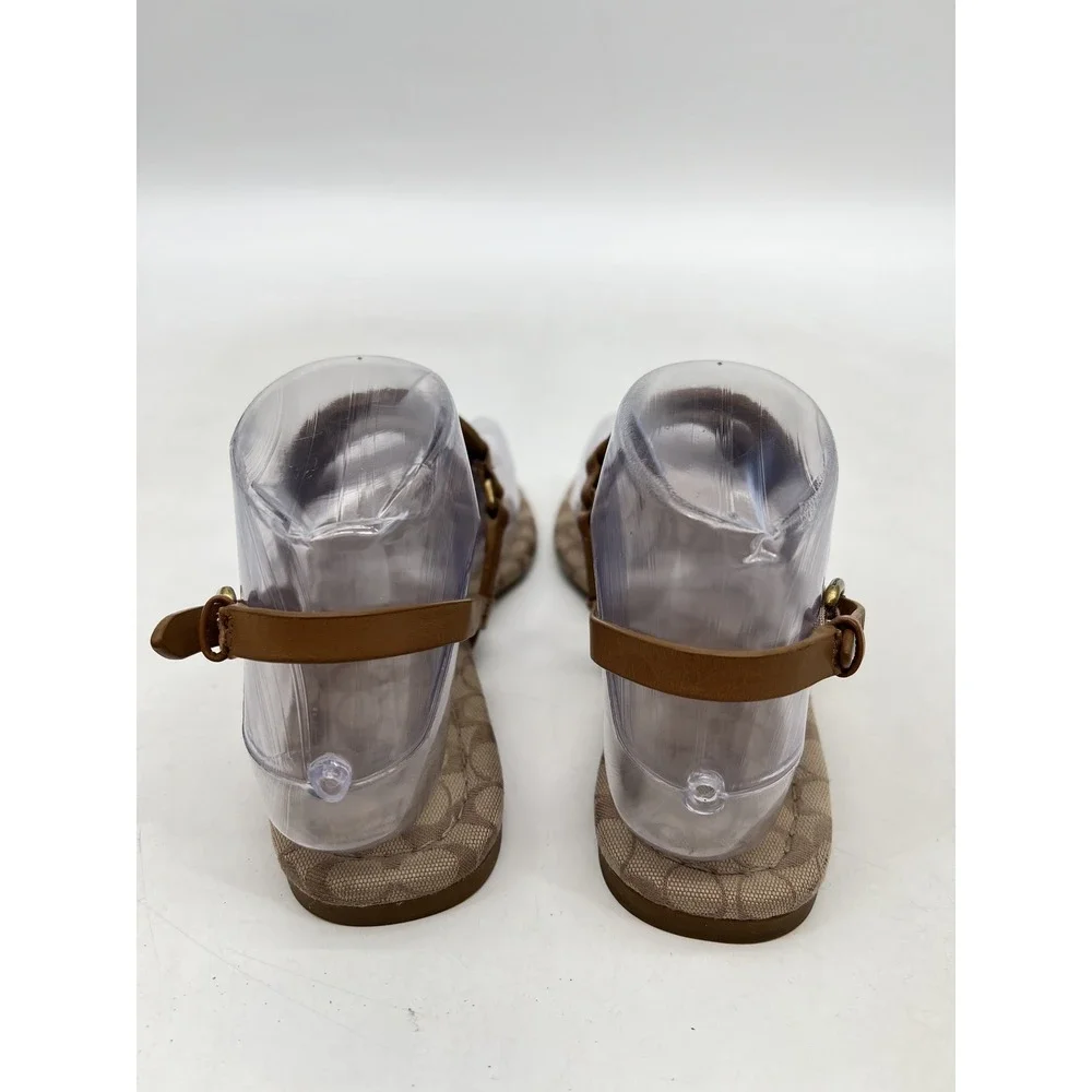 COACH WOMEN'S JERI LOGO MONOGRAMMED SIGNATURE SANDALS SADDLESTONE 5